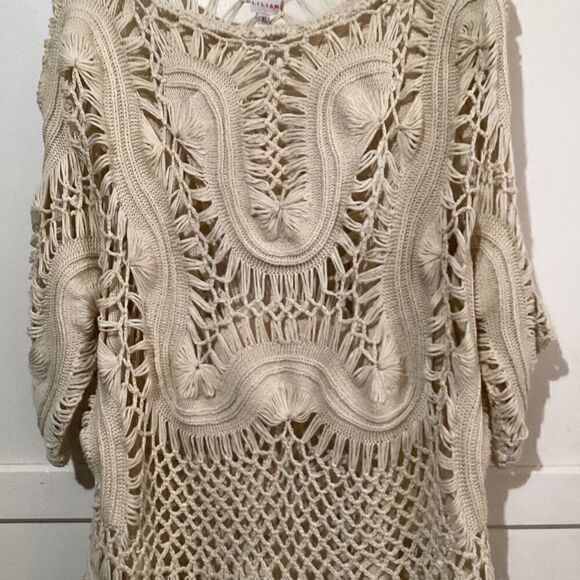 Lilian XL Women's Crochet Short Sleeve Open Knit Sweater Cream - Picture 17 of 17